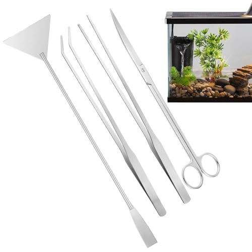 Aquarium Werkzeuge - 4-teilige Set zur Aquarienreinigung | Lange Stahl Pinzette Schere Spatel für Pflanzen Füttern tägliche Pflege Aquarium Werkzeuge - 4-teilige Set zur Aquarienreinigung | Lange Stahl Pinzette Schere Spatel für Pflanzen Füttern tägliche Pflege von Generic