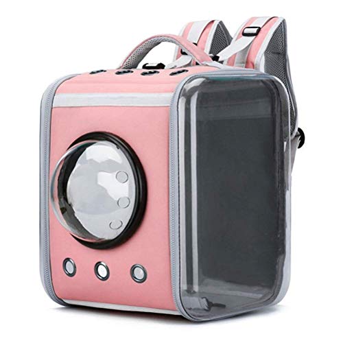 Atmungsaktiver Katzen-Hund-Rucksack Transparente Raumkapsel Kleiner Haustier-Tragekäfig Faltbare EVA-Welpen-Tragetasche Outdoor-Haustierprodukt (Farbe: Rosa) von Generic