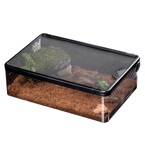 Atmungsaktives Reptilien -Terrarium - Tragbarer Fütterungsbox, Anti - -Käfig, klarer Betrachtungsfall | Safes Haustierhaus Belüftungslöchern, stapelbares Design perfekte Insekten, Amphibien, kl von Generic