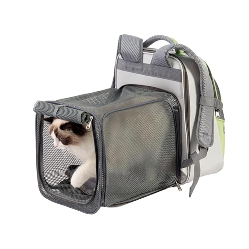 Ausziehbarer Katzenhalter, ausziehbarer Tierhalter - Atmungsaktive Netz-Tiertasche, faltbarer Katzenrucksack mit transparentem Fenster, bequeme Tasche für Katzen und Hunde für Camping im Freien von Generic