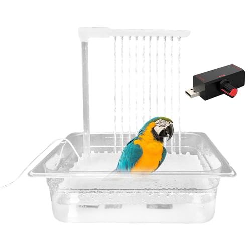 Automatische Vogelduschwanne, motorisierte Papageienvogelbad für den Innenbereich, automatische Vogeltränke mit Regler, multifunktionale Badewanne Pet Bird für von Generic