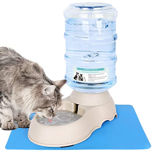 Automatischer Katzen-Wasserspender mit Haustierfutter, Gummimatte für kleine, mittelgroße Hunde, Welpen, Kätzchen, große Kapazität, 1,5 Gallonen von Generic