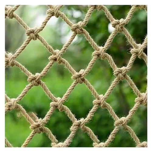 Balkon Schutznetz 14mm Dick, Hanfseil Sicherheitsnetz, Pflanzenzaun Seilnetz, Fallschutznetz, Spielplatzzaun Schutznetz Handgewebtes LKW-Ladungsnetz(2x4m) von Generic