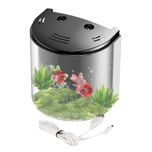 Betta Aquarium, kleines Aquarium,Betta Aquarium | Durchsichtiger Behälter für Aquarien mit Wasserpumpe, transparentes Fischaquarium für Schnecken, kleine Krabben, Seesterne, Seeaffen von Generic