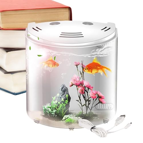 Betta Aquarium, kleines Aquarium - Betta Aquarium, Aquarium klein Zier, Goldfischbecken Transparentes Fischaquarium mit Wasserpumpe, Betta, Schnecken, Krabben, Seesterne, kleine Krabbenlebensräume von Generic