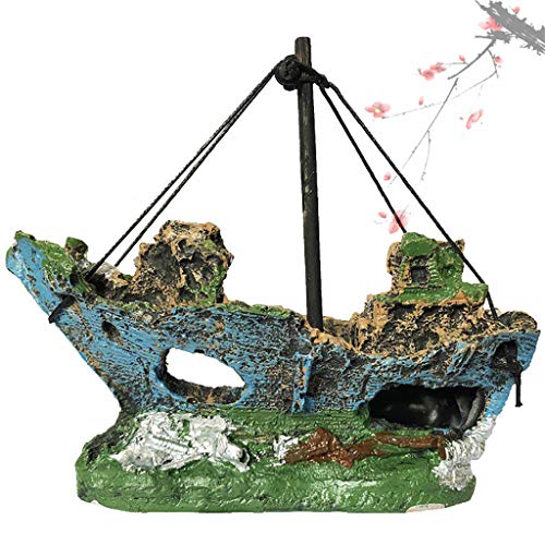 Boot Aquarium Schiff Schiff Dekor Pirat Harz Ornament Tank Wrack Landschaft Aquarium Zubehör Aquarium Für Einsteiger Süßwasser (A, One Size) von Generic