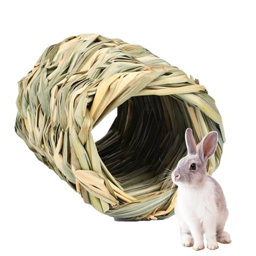 Bunny Grass Tunnel House,Grass Tunnel Spielzeug,Verstecktes Grastunnel-Spielzeug | Verstecktunnel für kleine Haustiere, interaktives Kauspielzeug für Kleintiere, handgefertigtes Hasenhaus für Eichhörn von Generic