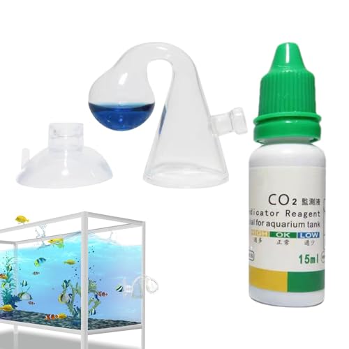 CO2 Fallprüfer, CO2 Fallprüfung für Aquarien, CO2-Monitor-Set mit 15 ml CO2-Kontrolllösung | Präzises CO2-System für Aquarien, CO2-Diffusor, Monit von Generic