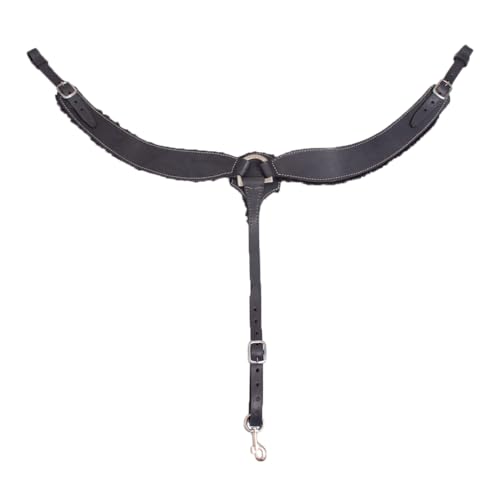 CTK Saddlery Handgefertigtes Pferdebrusthalsband aus Leder (schwarz, einfarbig) von CTK SADDLERY