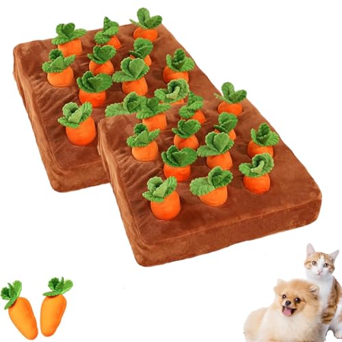 Carrot Patch Katzenspielzeug, Carrot Patch Hundespielzeug, Carrot Patch Schnüffelmatte, Carrot Catnip Katzenspielzeug, Carrot Patch für Hunde, Plüsch-Puzzlespielzeug für Hunde (2pcs) von Generic