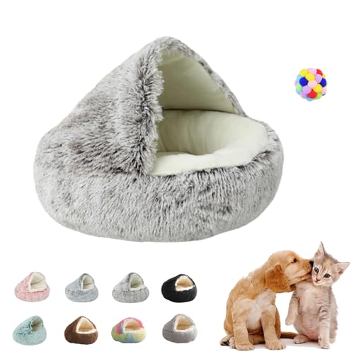 Cat Sleeping Bag, Plüschiges Hundebett,Tiefes Katzennest Mit Oberseite, Weiches Haustierbett Für Hundehütten, Rutschfester Boden (Coffee (Short-Pile), 31.4 inch / 80cm) von Generic