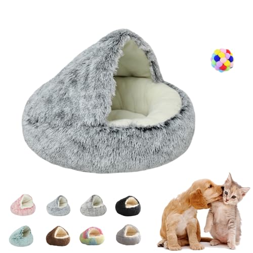 Cat Sleeping Bag, Plüschiges Hundebett,Tiefes Katzennest Mit Oberseite, Weiches Haustierbett Für Hundehütten, Rutschfester Boden (Gray (Short-Pile), 27.5inch / 70cm) von Generic