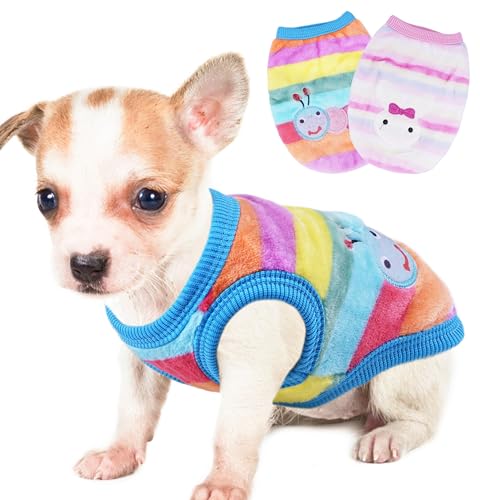 Chihuahua-Pullover, niedlicher kleiner Hundepullover, Fleece, Welpenpullover, Winter, extra kleiner Hundepullover, Haustier-Dackel, Hundekleidung, 2 Stück von Generic