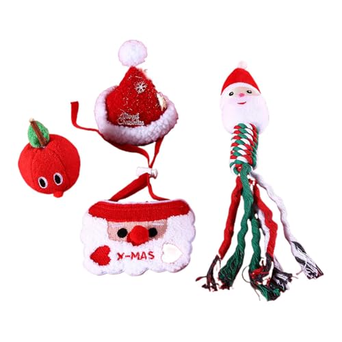 Christmas Dog Toys - Puppy Chew Toys with Rope | Treat Ball and Squeaky Dog Toys | Dog Plush Santa Chew Toys | Christmas Dog Toys Set for Puppy, Kitten, & Pets von Generic