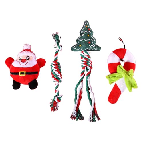 Christmas Dog Toys - Puppy Chew Toys with Rope | Treat Ball and Squeaky Dog Toys | Dog Plush Santa Chew Toys | Christmas Dog Toys Set for Puppy, Kitten, & Pets von Generic