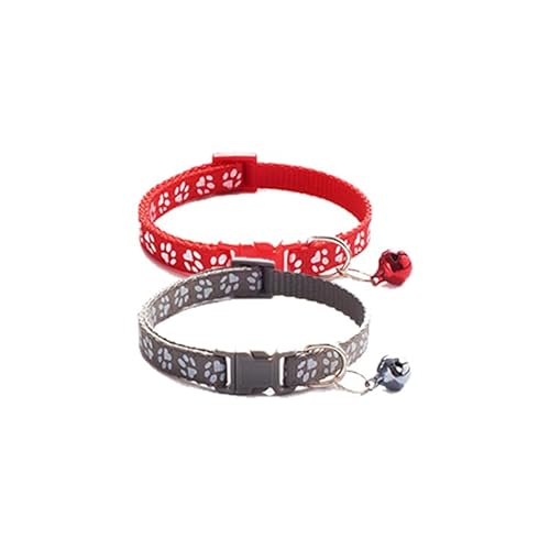 Collar para Gatos, Collar de gato con cascabeles, 2 unidades, Ajustable de 8.3in (21cm) a 13.8in (35cm), de nailon Suave con Hebilla de seguridad de liberación rápida. (Rojo - GRIS) von Generic