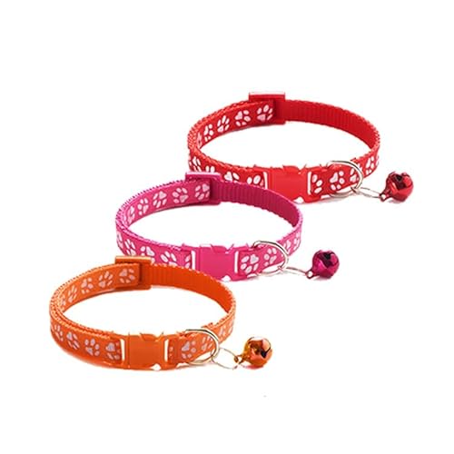 Collar para Gatos, Collar de gato con cascabeles, 3 unidades, Ajustable de 8.3in (21cm) a 13.8in (35cm), de nailon Suave con Hebilla de seguridad de liberación rápida. (Rojo - Rosado - Naranja) von Generic