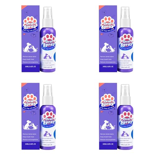 Dentalspray Zahnpflegespray für Hunde Katzen 30ml, Zahnpflege Dental Spray zur Vorbeugung von Zahnstein Zahnreinigung & Zahnsteinentfernung Tooth Cleaning Spray (4PCS,30ML) von Generic