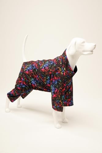 Disco Hunde-Regenmantel – Wasserdichter Hunde-Regenmantel mit 4 Beinen, mit Fleece gefüttert, regenfeste Jacke für Herbst und Winter, kaltes Schneefall, Mantel mit Loch für die Leine für Welpen, von Generic