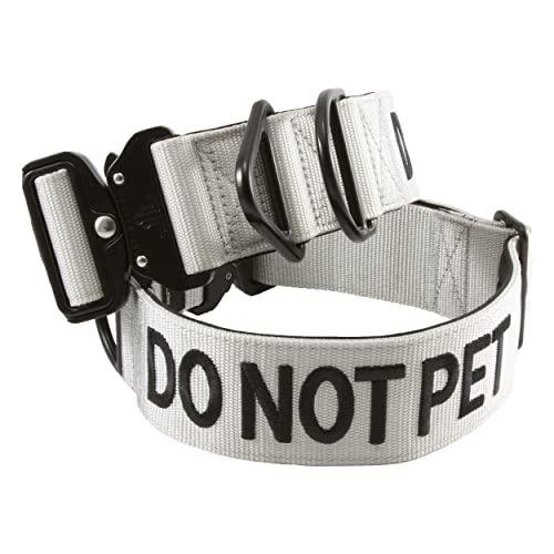 Tacticollar Do Not Pet Nylon-Halsband für kleine, mittelgroße und große Hunde, innen mit Neopren gepolstert, kommunizieren Sie Ihre Hunde, um Unfälle zu verhindern (Grau, Größe M) von Tacticollar