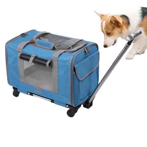 Dog Carrier - Small Dog Carrier with Wheels, Pet Carrier Travel Bag with Safety Zippers Airline Approved Pet Carrier von Generic