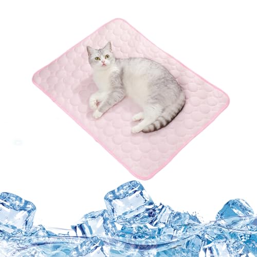 Dog Cooling Mat, Pet Cooling Mat for Dogs and Cats, Washable Pet Ice Silk Sleeping Pad, Dog Cooling Mat Ice Silk Pet Self Cooling Pad Blanket, Sleeping Bed Pad Easy-Fold Pet Cool Mat (Pink,100*70cm) von Generic