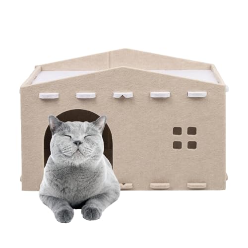 Doppellagiges Katzenbett,Doppellagiges Katzenbett, Moderne Kätzchenwohnung, Katzenhaus, Katzenbett, Höhle, Kratzfest, Peekaboo Pet Caves, Katzentunnel, Bett für große Katzen von Generic