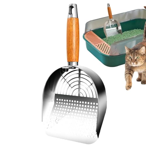 Edelstahl -Müllschaufe, Katzenstreu Scoop - Schnelles Screening Pooper Scooper Kitten Poop Schaufel - Kätzchen Pooper Lifter Hochstärke Abfall Sifter für Haustiergeschäfte von Generic