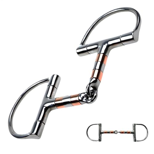 Edelstahl -Pferdbit - Kupferrollenmund, D Ring Snaffle | Professionelles Ring -Snaffle -Bit, EIN gemeinsames Design, professionelle Reitausrüstung für sanfte Kontrolle, verbessert die Leistung von Generic