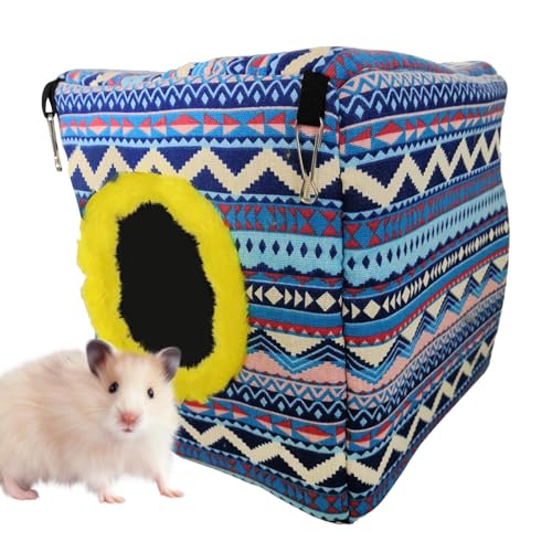 Eichhörnchen-Hängematte für Käfig, Igelbett, Baumwoll-Hängematte, Chinchilla-Würfel-Schlafbett, Käfigzubehör Kleintierversteck, multifunktionales buntes Nest für Kaninchen, Igel, Eichhörnchen von Generic