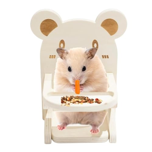 Eichhörnchenstuhl für Baum, Igelstuhl - Kleines Hamster-Tierkäfig-Zubehör - Mit Tablett aus Holz, handgefertigter Stuhl, Foto-Requisiten, kleines Tierspielzeug von Generic