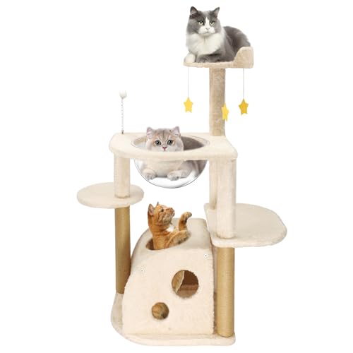 Generic Agupet Niedliche Katzenbäume für den Innenbereich, Katzenturm mit Kratzbaum für große Katzen, einfach zu installieren, Beige von Generic