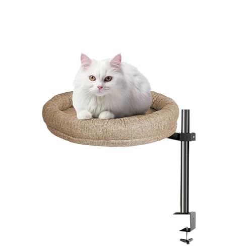 Einstellbare Höhe Katzenbett Mit Tischklammer,Drehbar Cat Desktop Bed,katzenbett Tischhalterung,Schreibtischsitz Für Katzen Im Innenbereich, Bequeme, Platzsparende Katzenhängematte von Generic