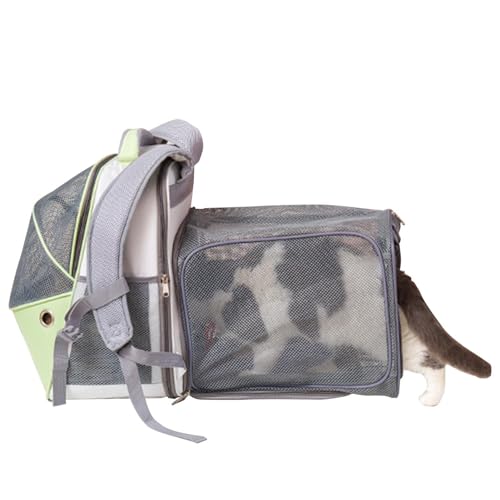 Erweiterbarer Katzentransporter, erweiterbarer Tiertransporter – Rucksack für Katzen, atmungsaktiv, Reisebox für Hunde mit transparentem Fenster, Rucksack von Generic