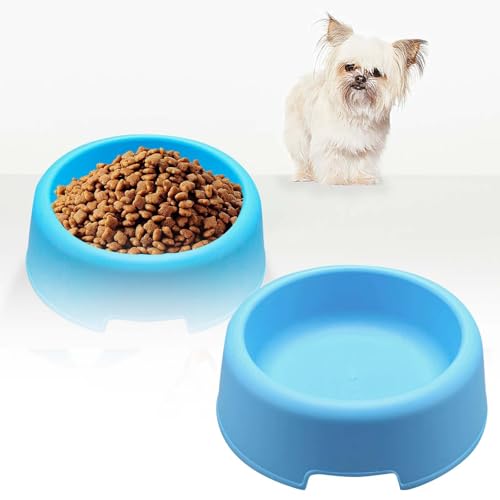 Factorys Kleines, rundes Futternapf-Set Kunststoff, leichte preisgünstige Futternäpfe für Katzen Hunde in Blau Weiß, perfekt zum Füttern (C, 13.7X4.8CM) von Generic