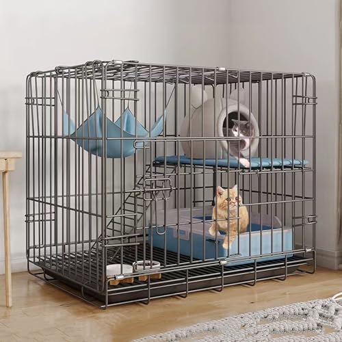 Faltbare Katzenhäuser für Hauskatzen mit Hängematte Katzenlaufstall mit Draht Umschlossen, Ideal für Hunde, Meerschweinchen, Kaninchen, Kleintiere(Black,L60*W42*H50cm) von Generic