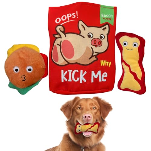 Generic Fast Food Lunch Pack Hundekauspielzeug – bissfestes gefülltes Plüsch-Haustierspielzeug-Set, quietschendes Spielzeug für Haustiere, langlebiges Hunde-Kauspielzeug in lebensechten von Generic