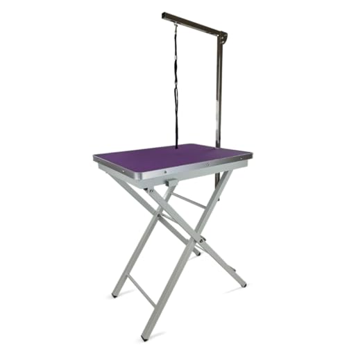 Fellpflegetisch Showtime – Ringside – Hundeausstellungstisch, Fellpflegetische für Hunde und Welpen – mit Fellpflegearm und Fellpflegeschlaufe – zusammenklappbar – violett – 60 x 45 x 82 cm von Generic