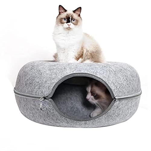 Filz Tunnelbett für Katzen,Kätzchen Toys Nest Tunnel - Katze Tunnel Bett Filz Katze Tunnel Katze Rohr Indoor Kätzchen Abnehmbare Katze Tunnel Rohr Spielzeug Donut von Generic