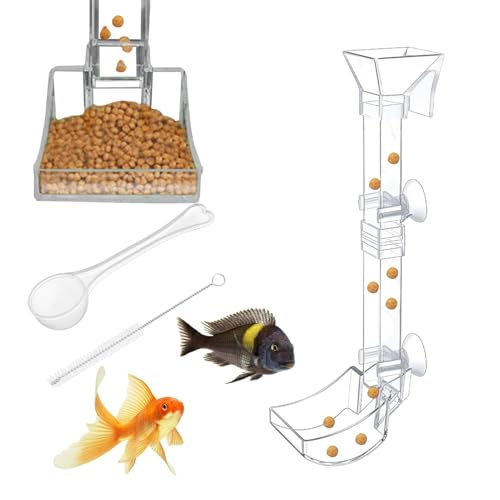 Fisch-Futterrohr – Aquarium-Futterrohr-Set, klare Futterschale | Garnelen-Futterrohr-Set für Schnecken und Wasserlebewesen, praktisches Fütterungsgerät für Aquarien, langlebig und leicht zu reinigen von Generic