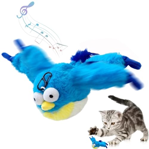 Flapping Bird Cat Toy, Simulated Chirping Bird Cat Toy Flapping Wings, Plush Kitten Exercise Toys, Flappy Bird Cat Toy, 2025 New Interactive Chirping Bird Cat Toy (Blue Jays) von Generic