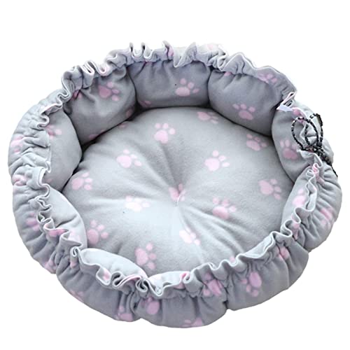 Flauschiges Hunde- und Katzenbett, warme, verstellbare Matte, Zubehör für kleine, mittelgroße Hunde, leicht, gemütlich, für den Winter, mittelgroße - rosa Pfotenabdruck von MERIGLARE