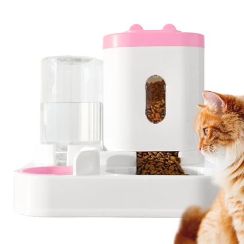 Futterautomat für Katzenfutter,Automatischer Futterspender für Katzen | Katzenfutterspender 2-in-1-Tierfutterspender,Cat Auto Feeder Praktischer Katzenwasser-Futterspender für kleine und große Katzen von Generic