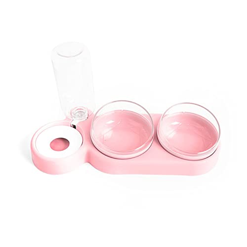 Futternapf Katze 2-in-1 Pet- Katzen Hunde Lebensmittelschale Wasserschüsseln Automatisches Wasserspender for Hundekatze- Trinken PET-Produkte Geneigter futternapf Katze(Pink) von Generic