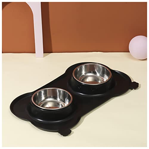 Futternapf Katze Antislip doppelte Hundeschüssel mit Silikonmatte dauerhafte Edelstahl-Wasser-Nahrungsmittel-Haustier-Fütterung Trinkschalen for Hunde Katzen Geneigter futternapf Katze(Black) von Generic