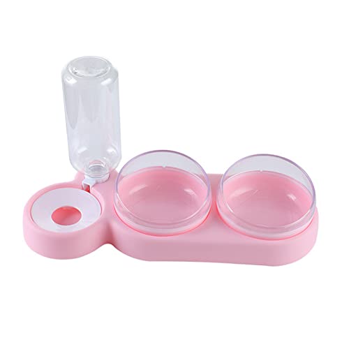 Futternapf Katze Automatische Katzenschüssel Wasserspender Wasseraufbewahrungstier Hund Katze Lebensmittelschüssel Lebensmittelbehälter mit Bonerer PET Waterer- Geneigter futternapf Katze(Pink) von Generic