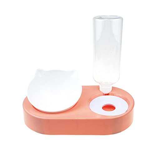 Futternapf katze Automatische Katzenschüssel Wasserspender Wasseraufbewahrungstier Hund Katze Lebensmittelschüssel Lebensmittelbehälter mit Bonerer PET Waterer- Geneigter futternapf katze(Light orange von Generic