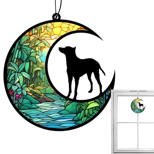 Gedenkdekorationen für Hunde, Ornament für Hunde – Acrylornament in Mondform – bunte Dekoration für Hunde, niedliches baumelndes Ornament für Türen und Fenster von Generic