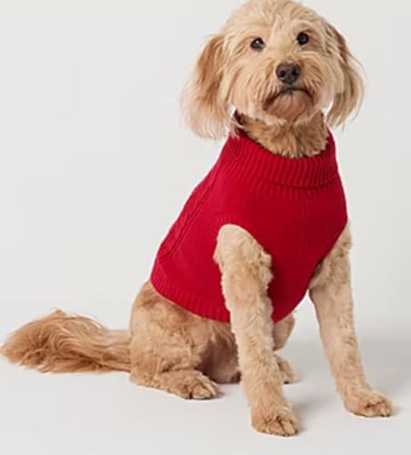 Gemütlicher Strickpullover für Hunde, warme Winterbekleidung für kleine bis mittelgroße Hunde, weicher und dehnbarer Pullover (Rot, Größe S) von Generic