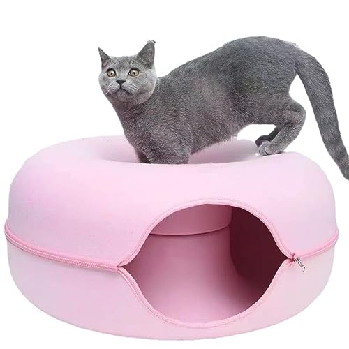 Gemütliches Katzenbett – Katzentunnelbett, Fensterstange & Etagenbett für Indoor-Katzen – ideal für 4 kg Katzenfreunde – perfekt zum Spielen und Nickerchen, Katzengymnastik, Tunnel-Spielzeug (Pink) von Generic